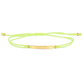 14K Gold Bar Green Cord Bracelet